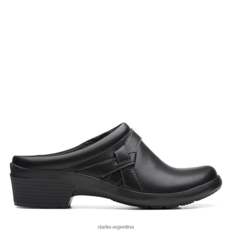 Clarks unisexo 2FZPZ6022 angie mist cuero negro clarks de cuero negro cuero negro