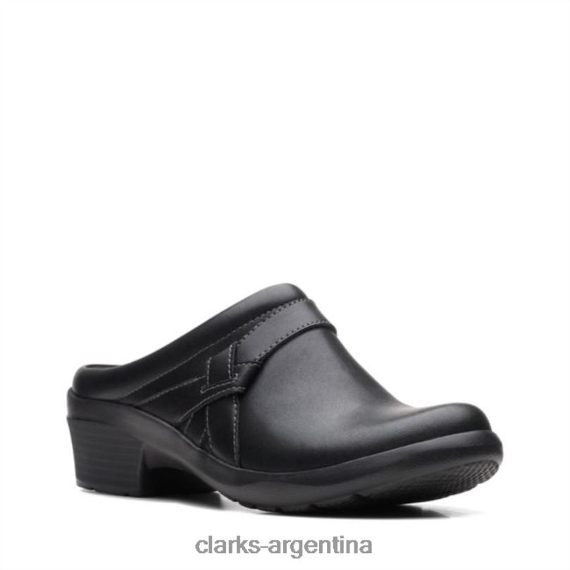Clarks unisexo 2FZPZ6022 angie mist cuero negro clarks de cuero negro cuero negro
