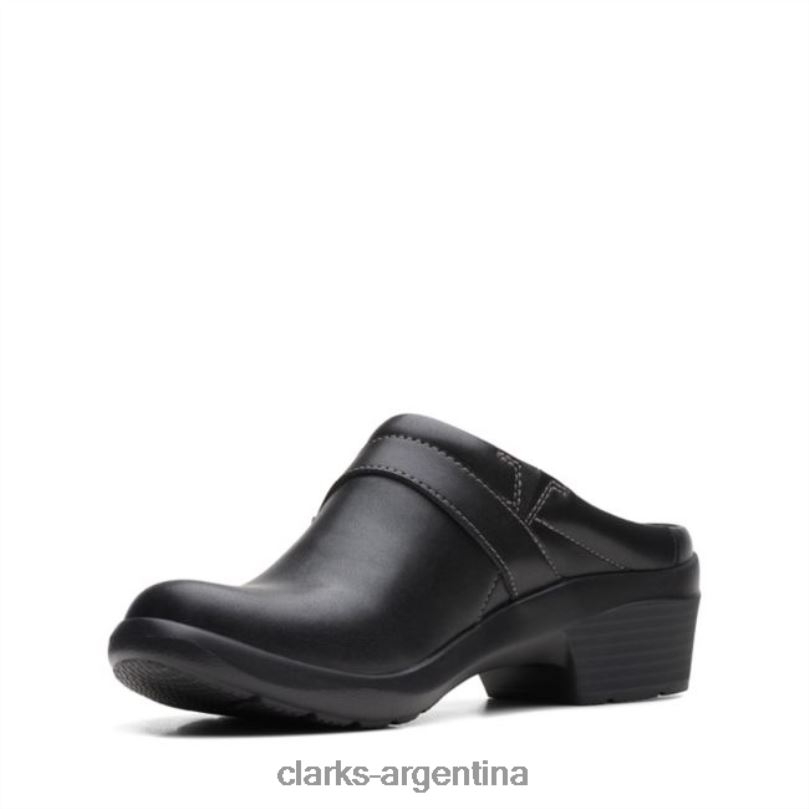 Clarks unisexo 2FZPZ6022 angie mist cuero negro clarks de cuero negro cuero negro