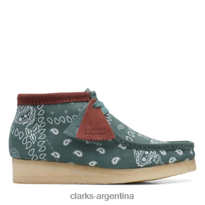 Clarks unisexo 2FZPZ5347 paisley verde bota clarks wallabee paisley verde paisley verde