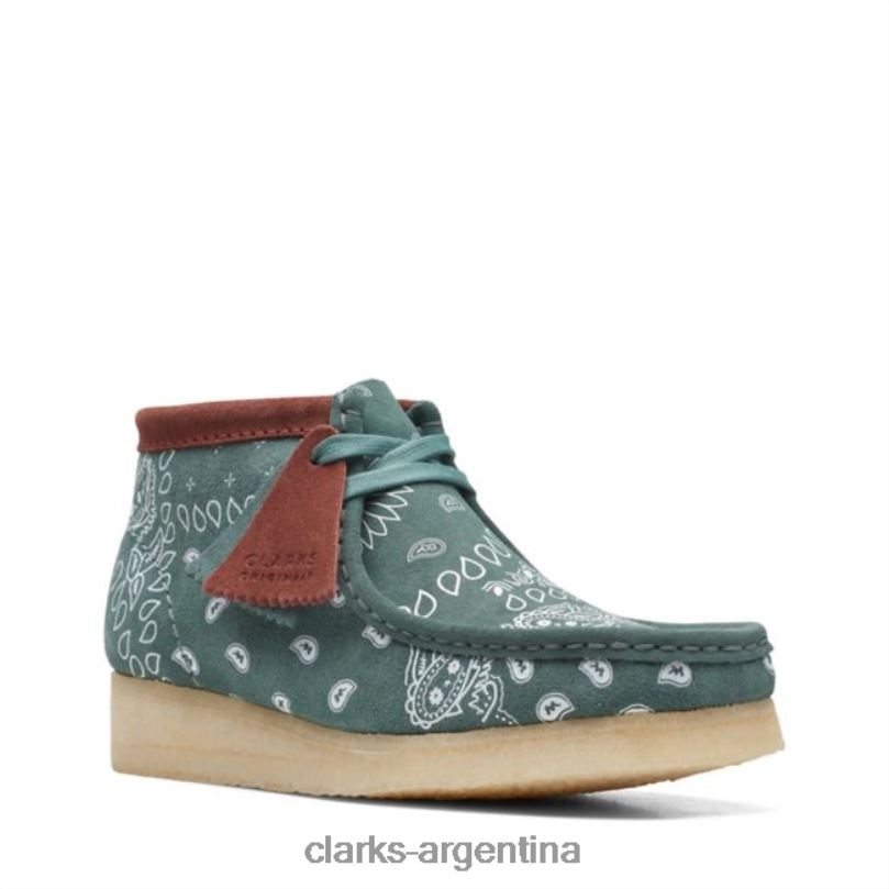 Clarks unisexo 2FZPZ6038 bota wallabee paisley verde paisley verde clarks paisley verde