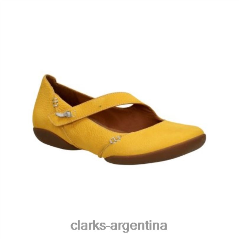 Clarks unisexo 2FZPZ4064 clarks felicia plum cuero bajo amarillo cuero amarillo
