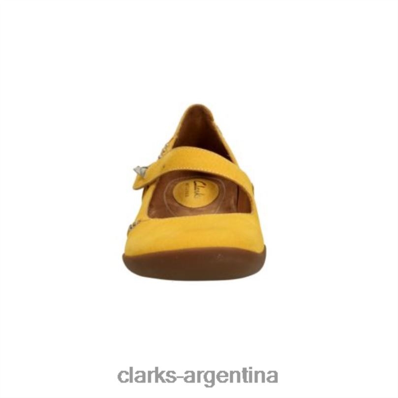 Clarks unisexo 2FZPZ4064 clarks felicia plum cuero bajo amarillo cuero amarillo