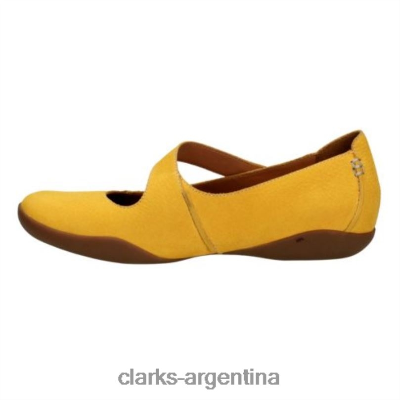 Clarks unisexo 2FZPZ4064 clarks felicia plum cuero bajo amarillo cuero amarillo
