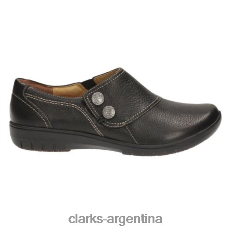 Clarks unisexo 2FZPZ4076 Clarks Un Whisper de cuero negro. cuero negro