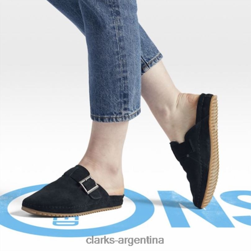 Clarks unisexo 2FZPZ6074 Mule clarks brookleigh de ante negro con forro cálido de ante negro con forro cálido Forro cálido de ante negro.
