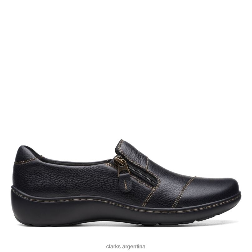 Clarks unisexo 2FZPZ6254 cora harbour cuero negro clarks de cuero negro cuero negro