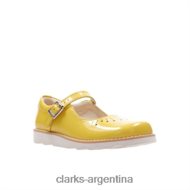 Clarks unisexo 2FZPZ4742 Crown Jump Jnr F Fit Yel Low Patent Clarks patente amarilla