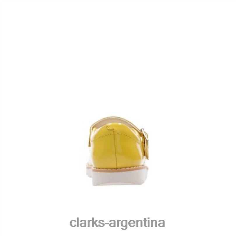 Clarks unisexo 2FZPZ4742 Crown Jump Jnr F Fit Yel Low Patent Clarks patente amarilla