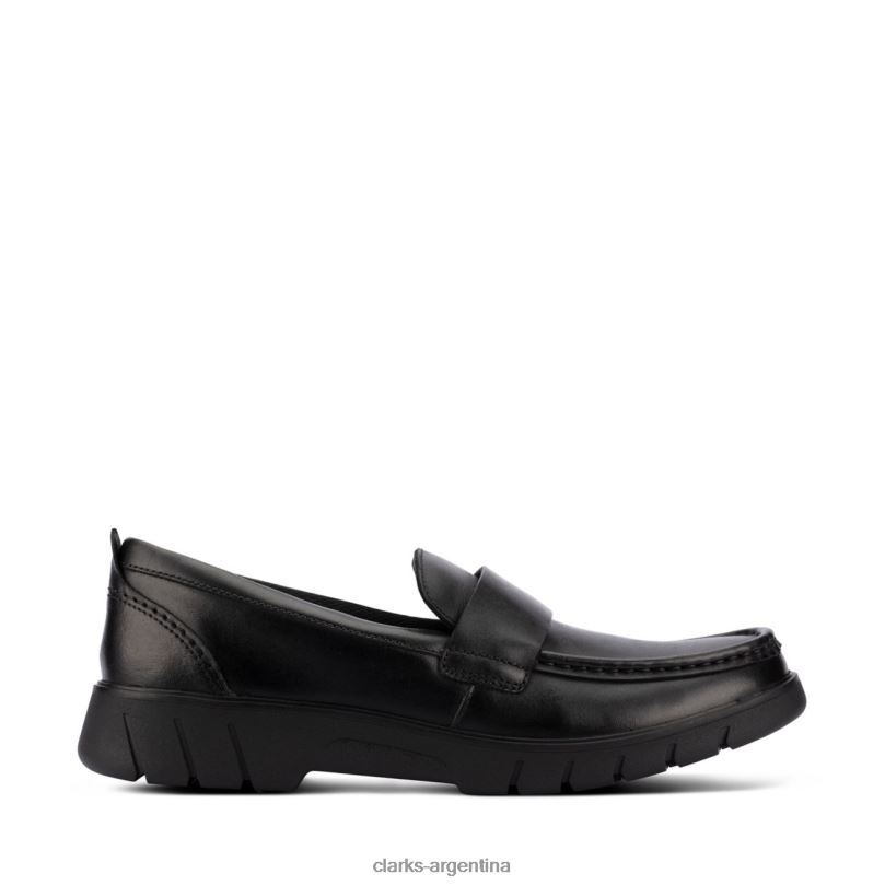 Clarks unisexo 2FZPZ5968 clarks de cuero negro rama slip juvenil cuero negro cuero negro