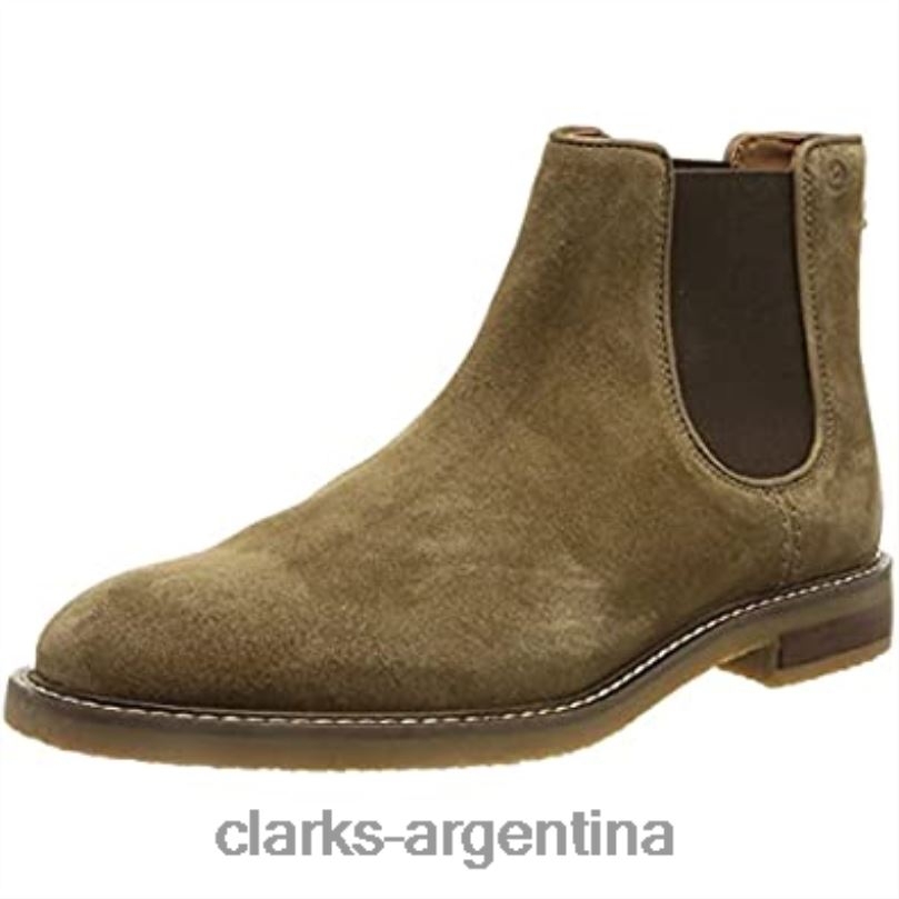 Clarks hombres 2FZPZ2387 Bota Chelsea Clarks Jaxen de ante color topo para hombre gamuza color topo