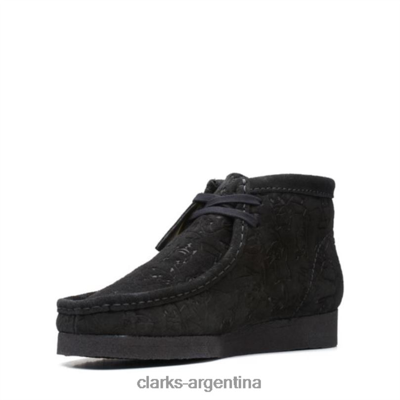 Clarks hombres 2FZPZ5704 Bota clarks wallabee negra con relieve negro con relieve negro en relieve