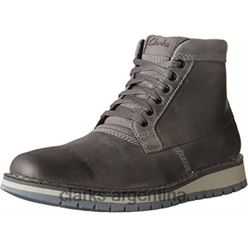 Clarks hombres 2FZPZ2995 Bota baja clarks varby top de cuero gris oscuro para hombre cuero gris oscuro