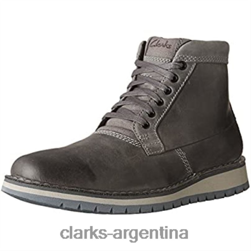 Clarks hombres 2FZPZ2995 Bota baja clarks varby top de cuero gris oscuro para hombre cuero gris oscuro