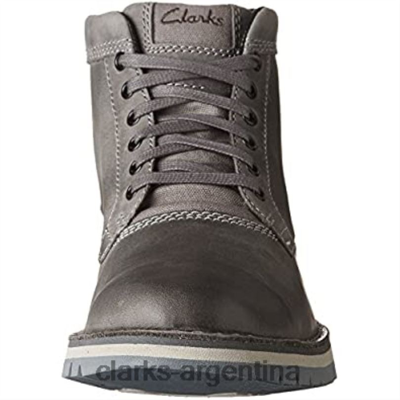 Clarks hombres 2FZPZ2995 Bota baja clarks varby top de cuero gris oscuro para hombre cuero gris oscuro