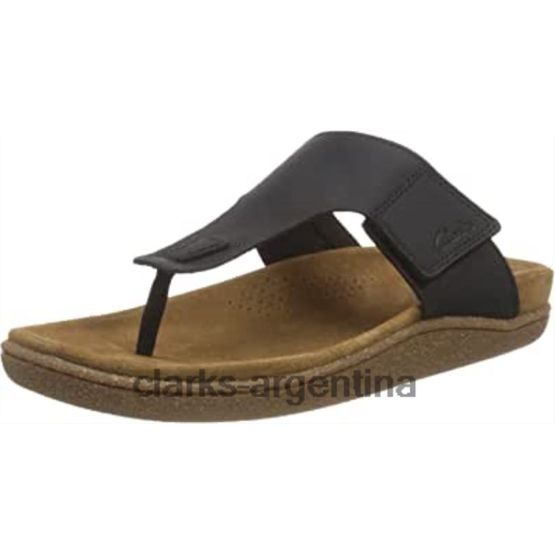 Clarks hombres 2FZPZ582 clarks pilton post chanclas de cuero negro para hombre cuero negro