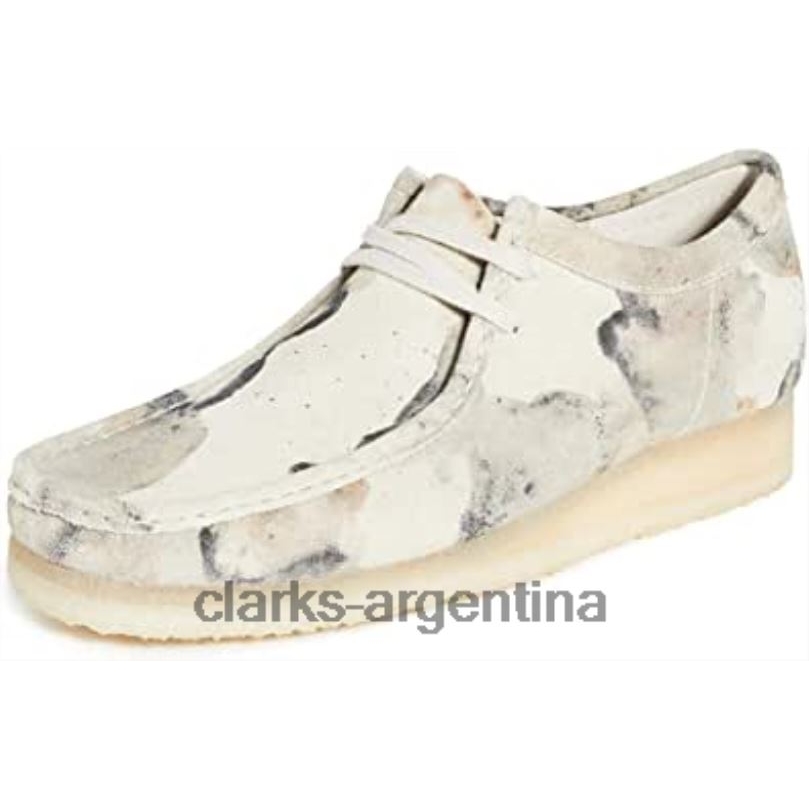 Clarks hombres 2FZPZ529 Clarks Off White Camo zapatos con cordones Wallabee para hombre