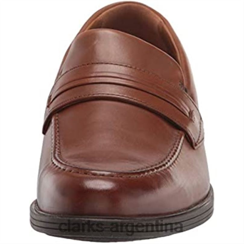 Clarks hombres 2FZPZ1610 Mocasines Clarks Whiddon para hombre de piel color canela oscuro. cuero bronceado oscuro