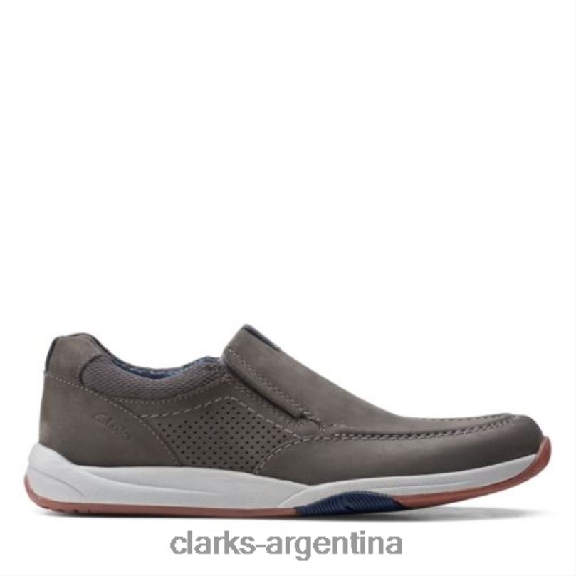 Clarks hombres 2FZPZ4392 escalón clarks langton de nobuk gris nubuck gris