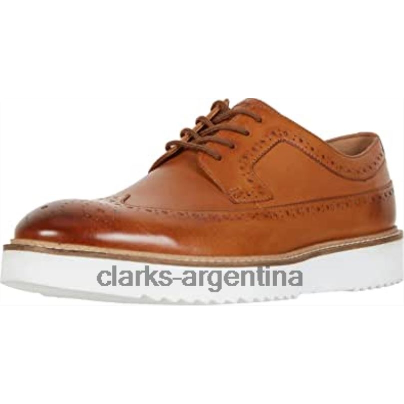 Clarks hombres 2FZPZ1148 zapatos clarks ernest limit de cuero tostado para hombre cuero marrón
