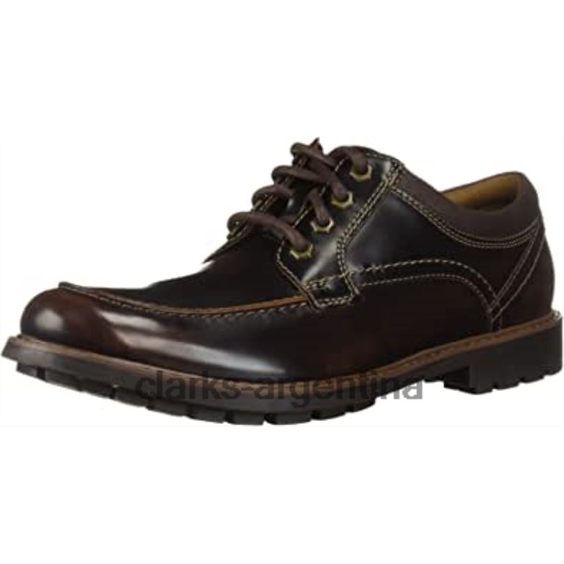Clarks hombres 2FZPZ2288 Mocasín de paseo Clarks Curington para hombre de cuero marrón oscuro cuero marrón oscuro