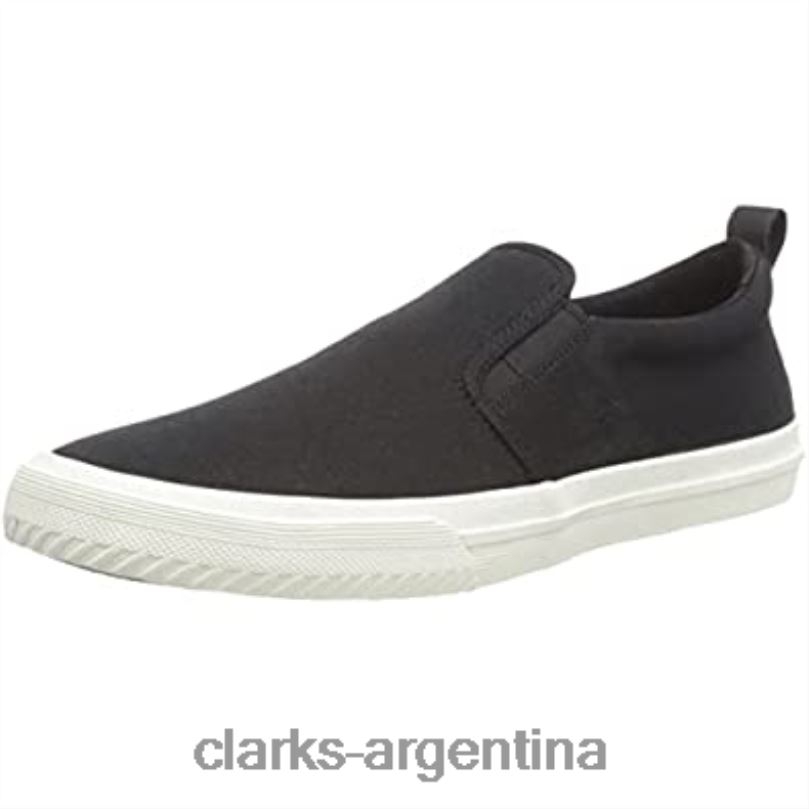 Clarks hombres 2FZPZ377 Mulas Clarks Roxby Step de lona negra para hombre lienzo negro