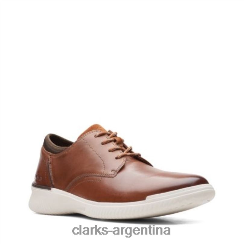 Clarks hombres 2FZPZ4451 Clarks Donaway de cuero tostado oscuro - Ajuste ancho cuero bronceado oscuro