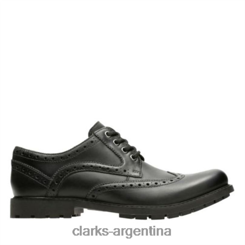Clarks hombres 2FZPZ4469 clarks curington wing cuero negro cuero negro