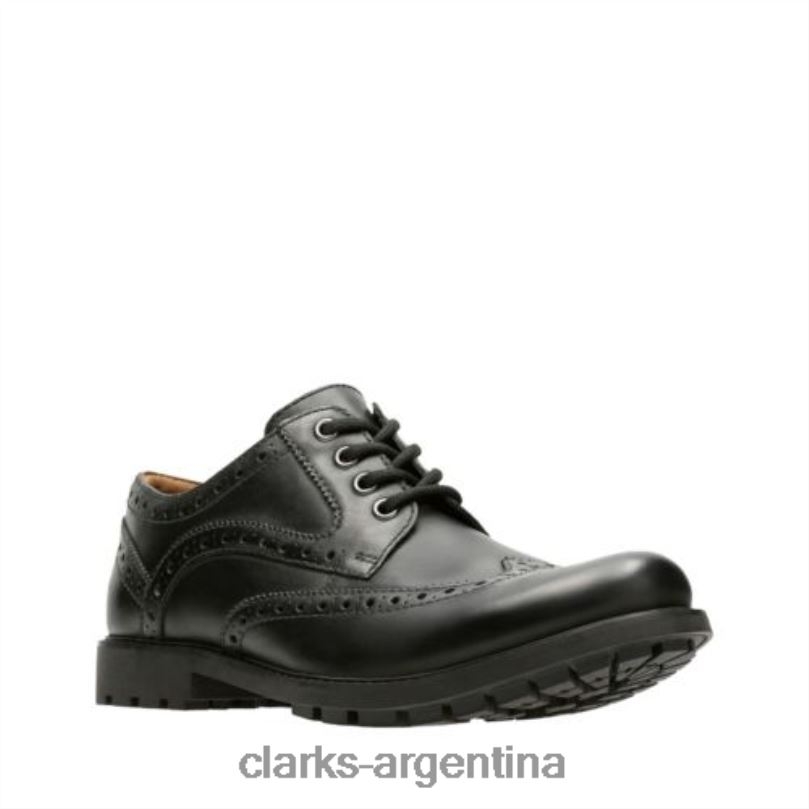 Clarks hombres 2FZPZ4469 clarks curington wing cuero negro cuero negro
