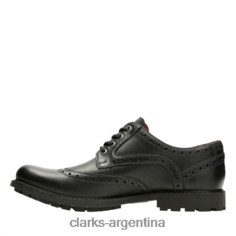Clarks hombres 2FZPZ4469 clarks curington wing cuero negro cuero negro