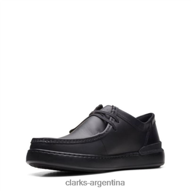 Clarks hombres 2FZPZ5534 court lite wally cuero negro clarks de cuero negro cuero negro