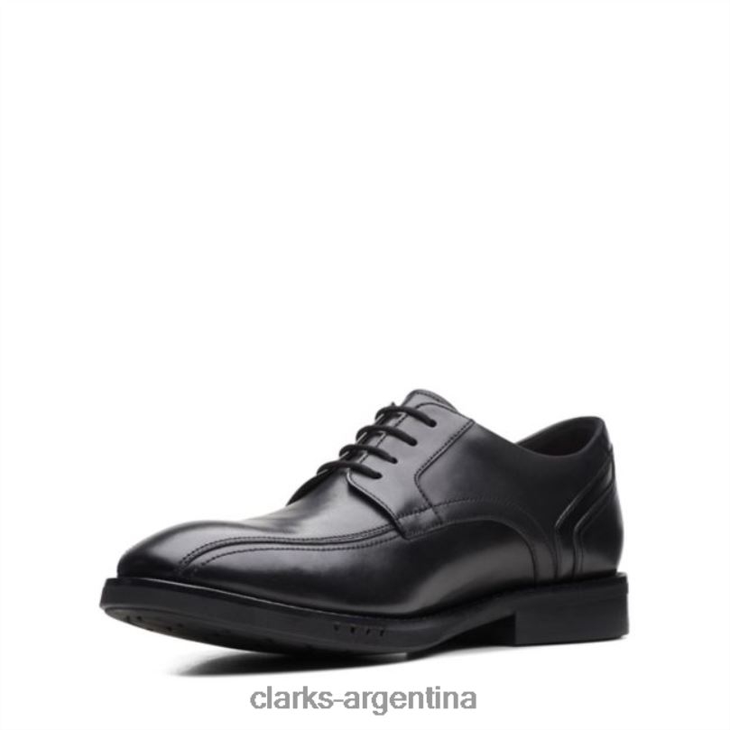 Clarks hombres 2FZPZ6682 clarks un hugh way cuero negro cuero negro cuero negro