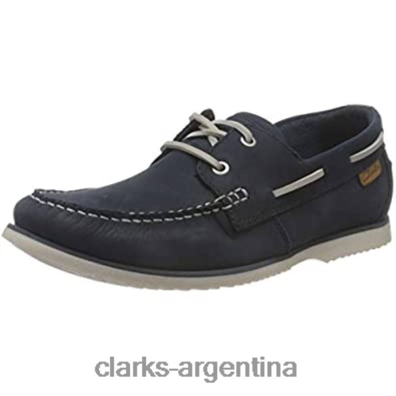 Clarks hombres 2FZPZ835 Zapato náutico de encaje noonan de clarks de nobuk azul marino para hombre nubuck azul marino