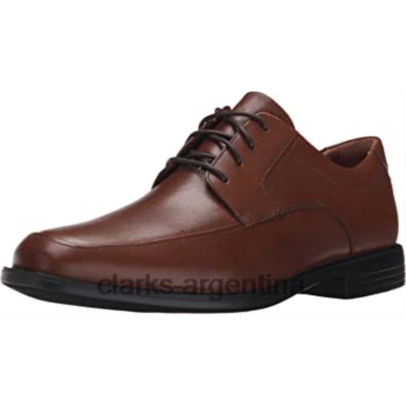 Clarks hombres 2FZPZ1456 Zapatos Oxford Clarks Un Bizley View de cuero tostado para hombre