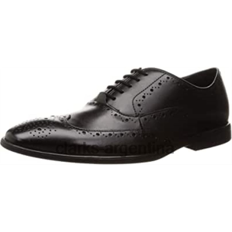 Clarks hombres 2FZPZ1898 Clarks Bampton Rhodes Oxford plano de cuero negro para hombre cuero negro