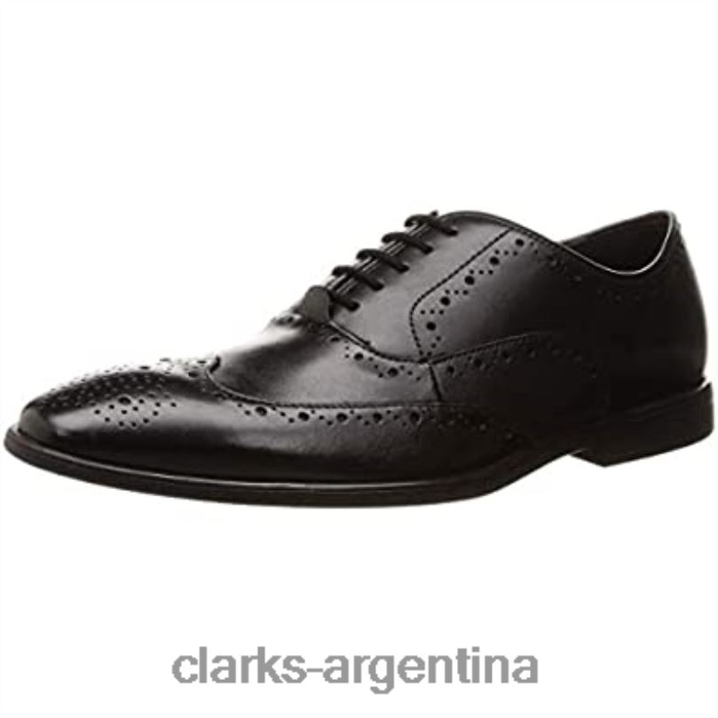 Clarks hombres 2FZPZ1898 Clarks Bampton Rhodes Oxford plano de cuero negro para hombre cuero negro