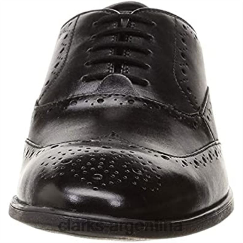Clarks hombres 2FZPZ1898 Clarks Bampton Rhodes Oxford plano de cuero negro para hombre cuero negro
