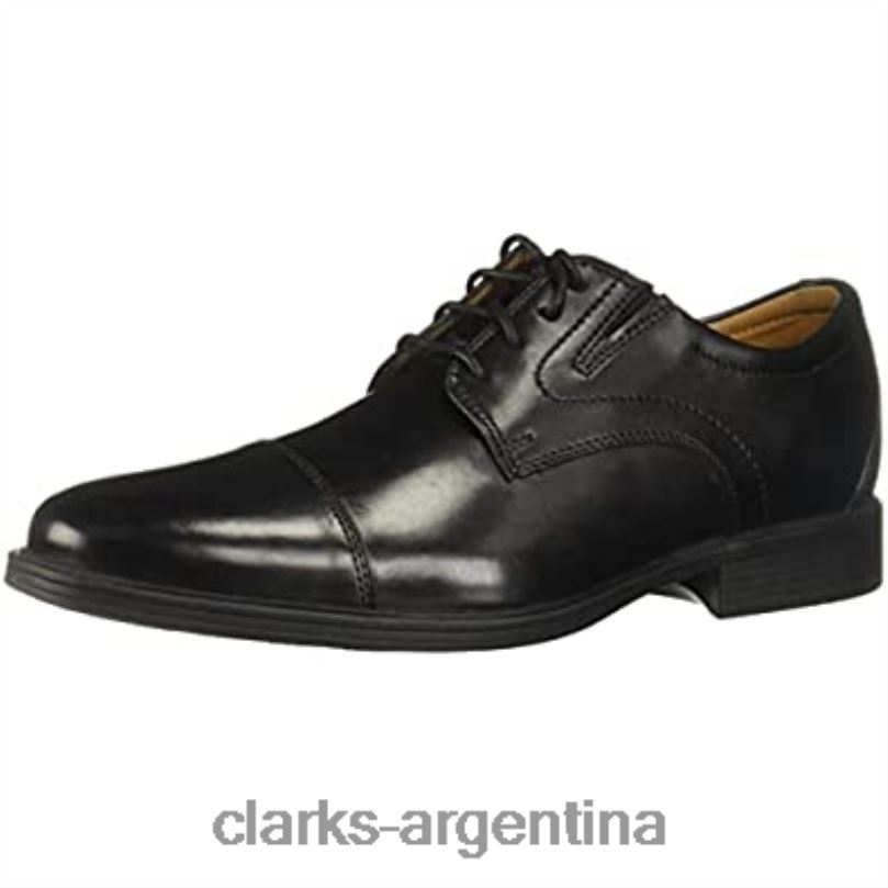 Clarks hombres 2FZPZ2273 Clarks Whiddon Cap Oxford de cuero negro para hombre cuero negro