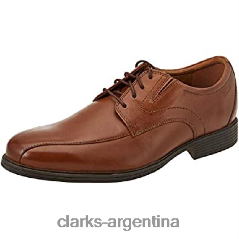 Clarks hombres 2FZPZ2593 Clarks Dark Tan Lea Whiddon Pace Oxford plano para hombre lea bronceado oscuro