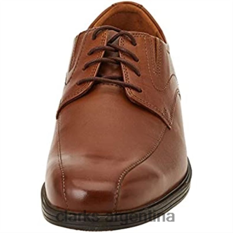Clarks hombres 2FZPZ2593 Clarks Dark Tan Lea Whiddon Pace Oxford plano para hombre lea bronceado oscuro