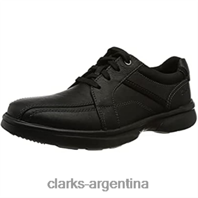 Clarks hombres 2FZPZ566 clarks de cuero caído negro plano oxford bradley walk para hombre cuero negro caído
