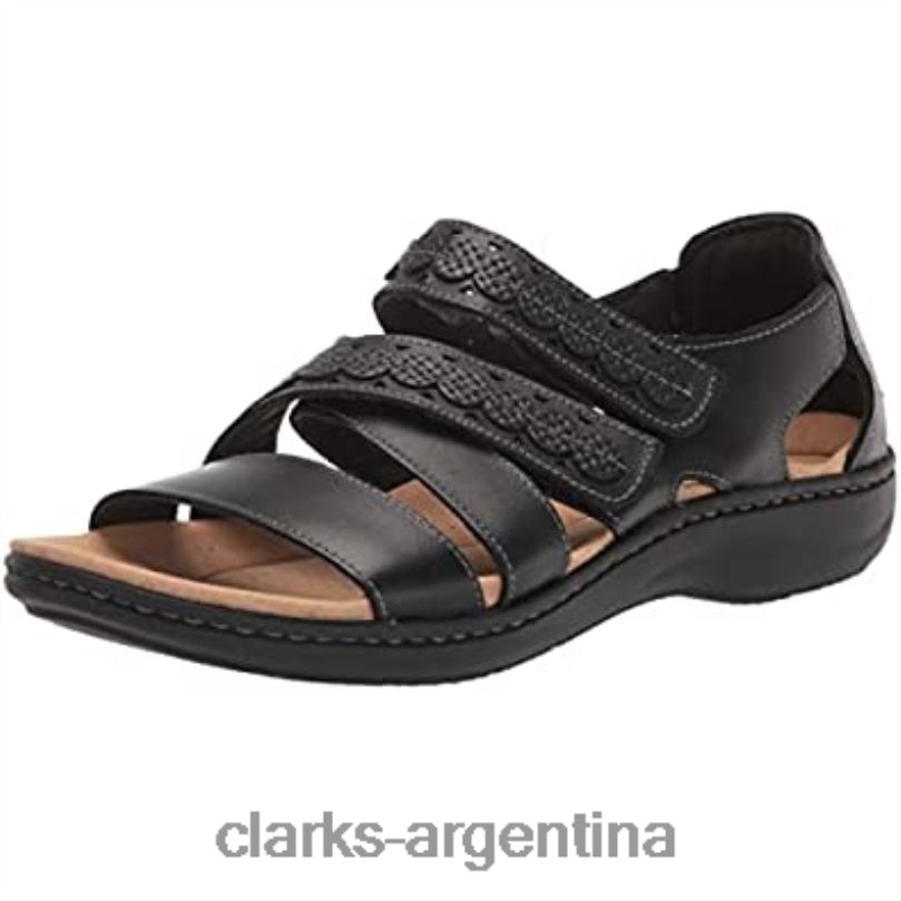 Clarks hombres 2FZPZ2017 Sandalia plana Clarks Laurieann Holly de cuero negro para hombre cuero negro