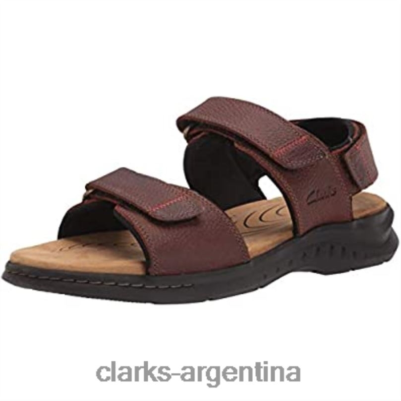 Clarks hombres 2FZPZ2082 Sandalias Clarks Hapsford Creek para hombre de cuero caído marrón.