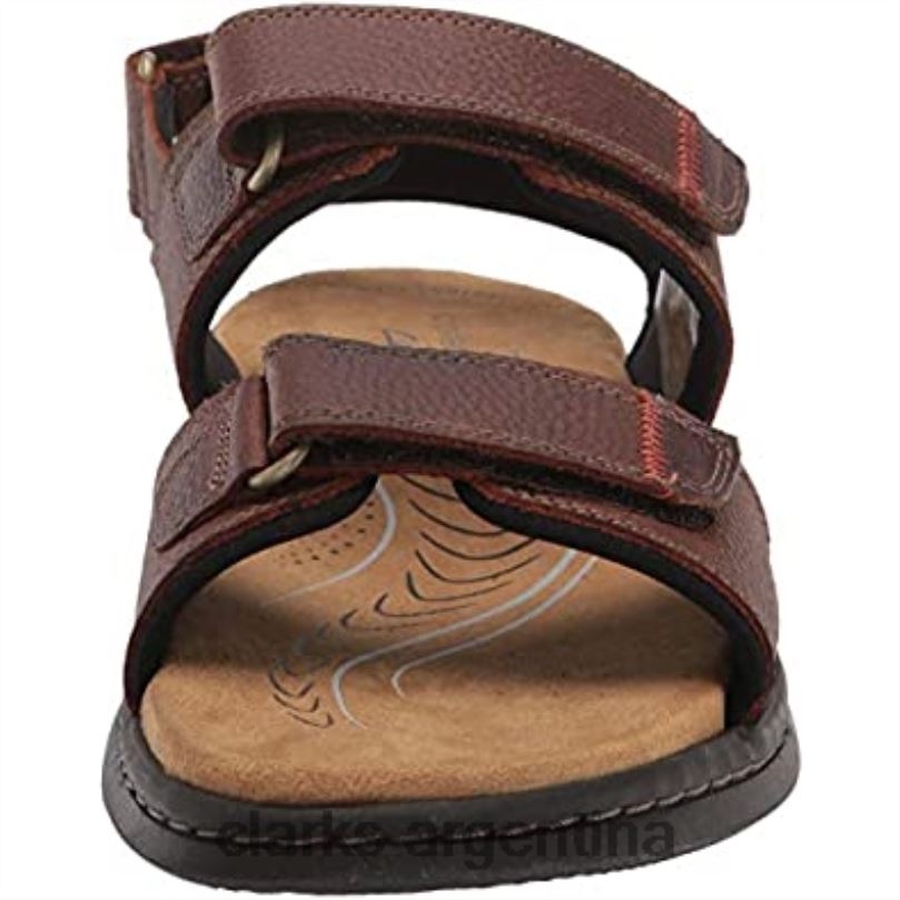 Clarks hombres 2FZPZ2082 Sandalias Clarks Hapsford Creek para hombre de cuero caído marrón.