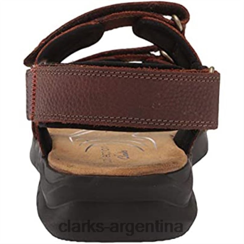 Clarks hombres 2FZPZ2082 Sandalias Clarks Hapsford Creek para hombre de cuero caído marrón.