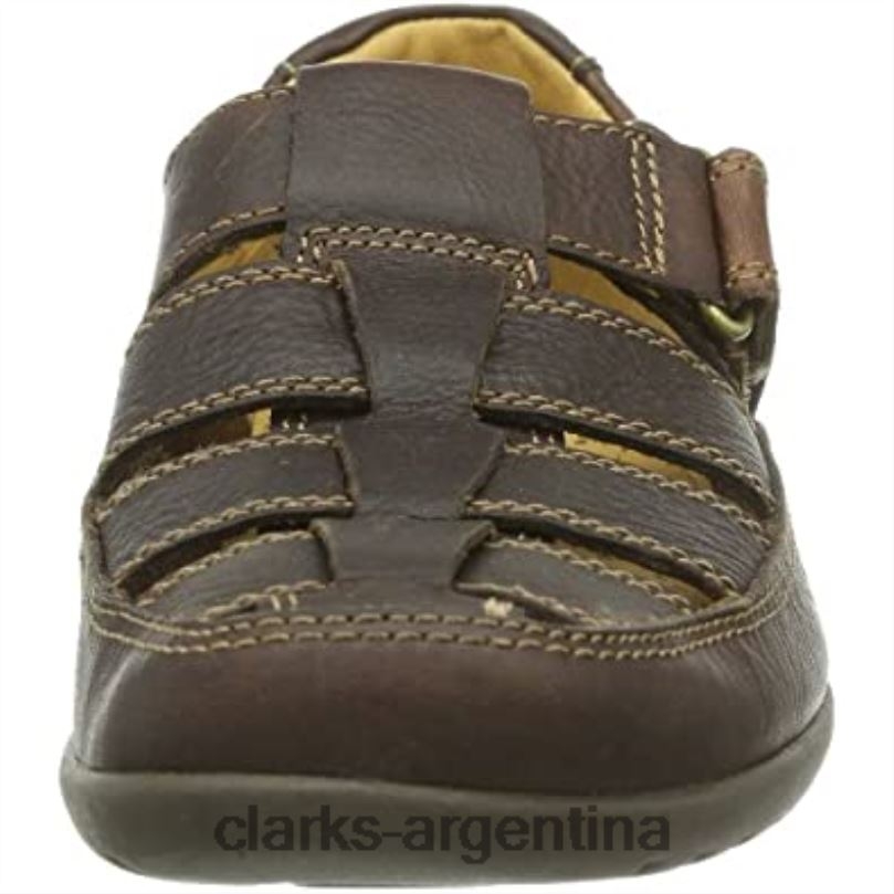 Clarks hombres 2FZPZ2306 Sandalias abiertas clarks reclinables para hombre cuero marrón caoba ny cuero marrón caoba