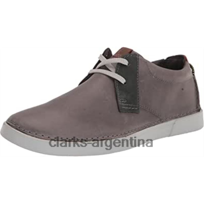 Clarks hombres 2FZPZ1220 Zapatilla baja gereld de hombre de piel gris clarks cuero gris