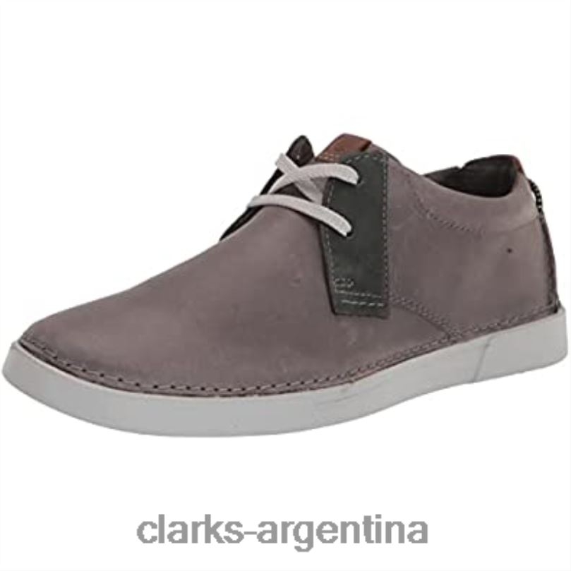 Clarks hombres 2FZPZ1220 Zapatilla baja gereld de hombre de piel gris clarks cuero gris