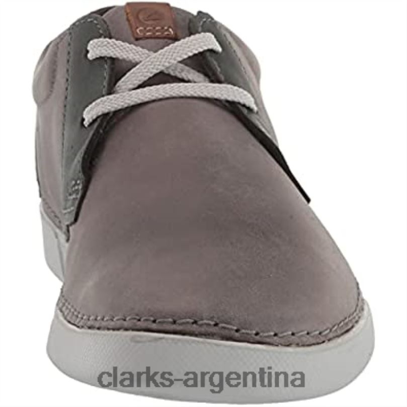 Clarks hombres 2FZPZ1220 Zapatilla baja gereld de hombre de piel gris clarks cuero gris