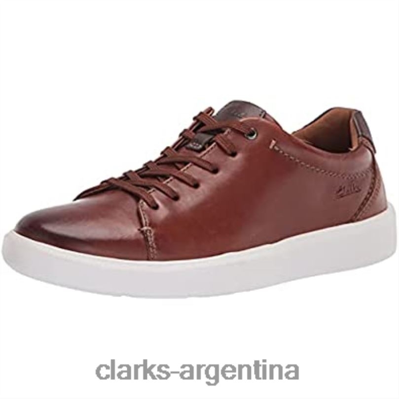 Clarks hombres 2FZPZ1474 Zapatilla Clarks Cambro Low para hombre de piel color canela oscuro. cuero bronceado oscuro